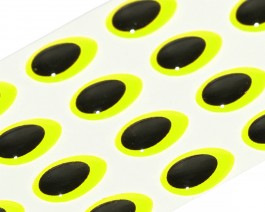 3D Epoxy Teardrop Eyes, Fluo Yellow, 10 mm